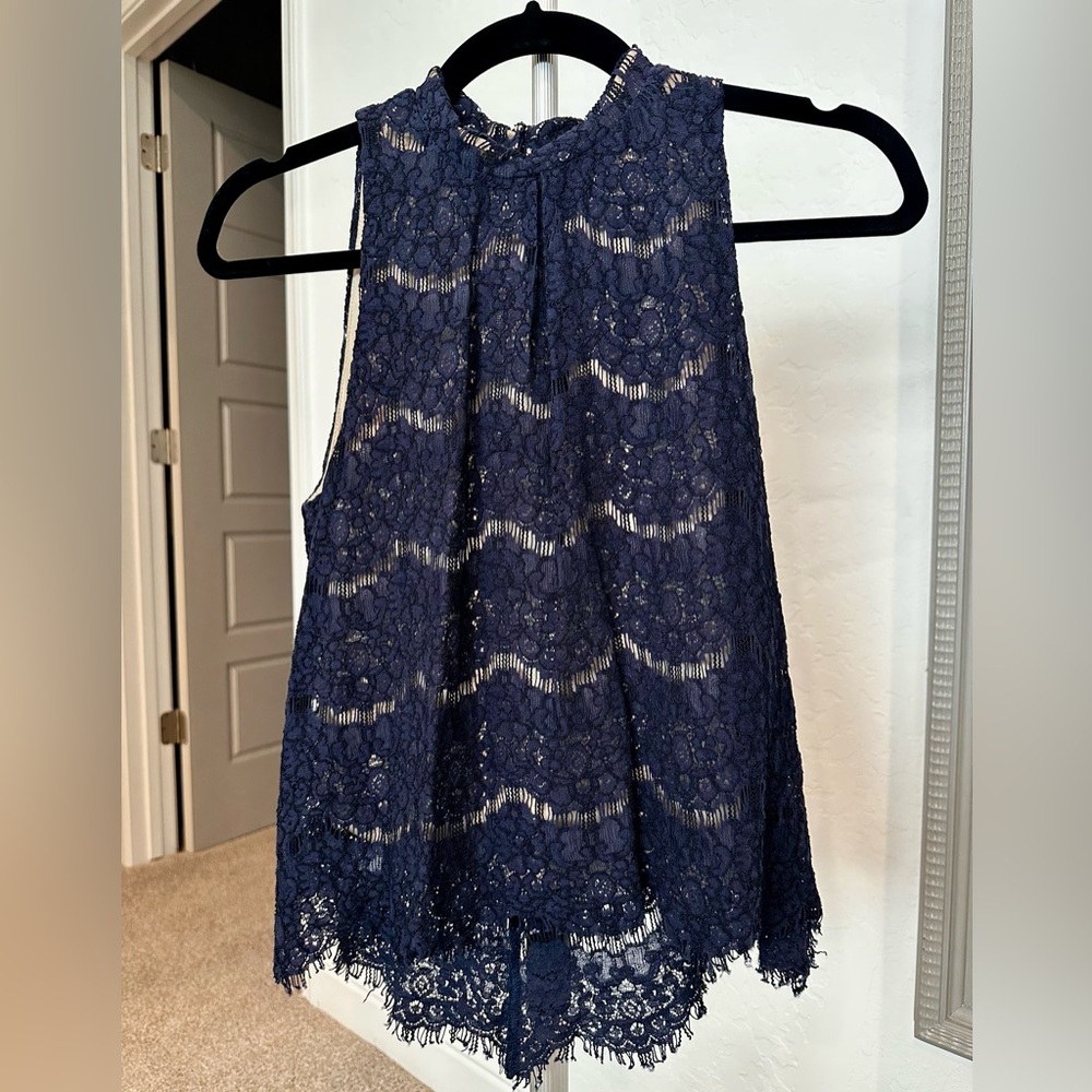 Love, Fire Navy Lace Top